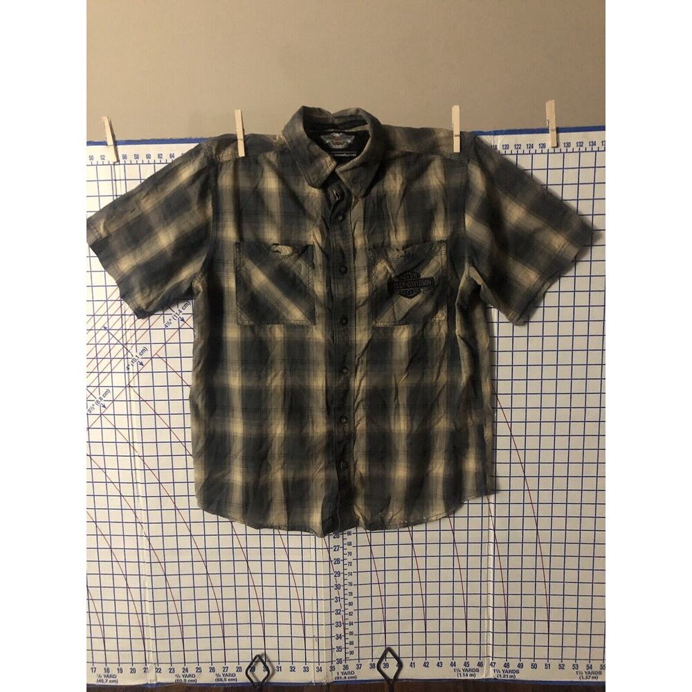 HARLEY DAVIDSON BUTTON SHIRT PLAID MOTORCYCLE BIKE HD MC